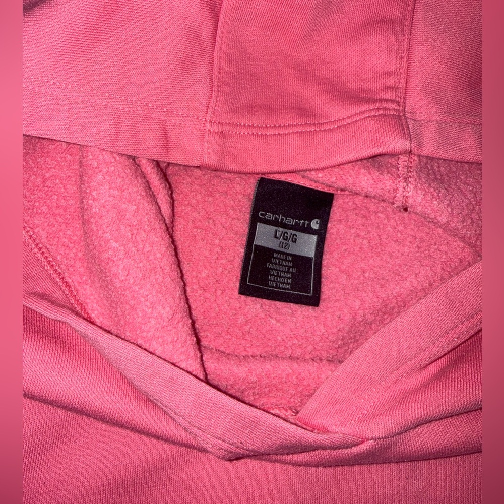 Girls Carhartt Fleece-Lined Pink Sweatshirt size large girls size 12 - Picture 3 of 4